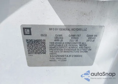 2018 Chevrolet Malibu Lt из США, поврежденный, VIN 1G1ZD5ST4JF236691